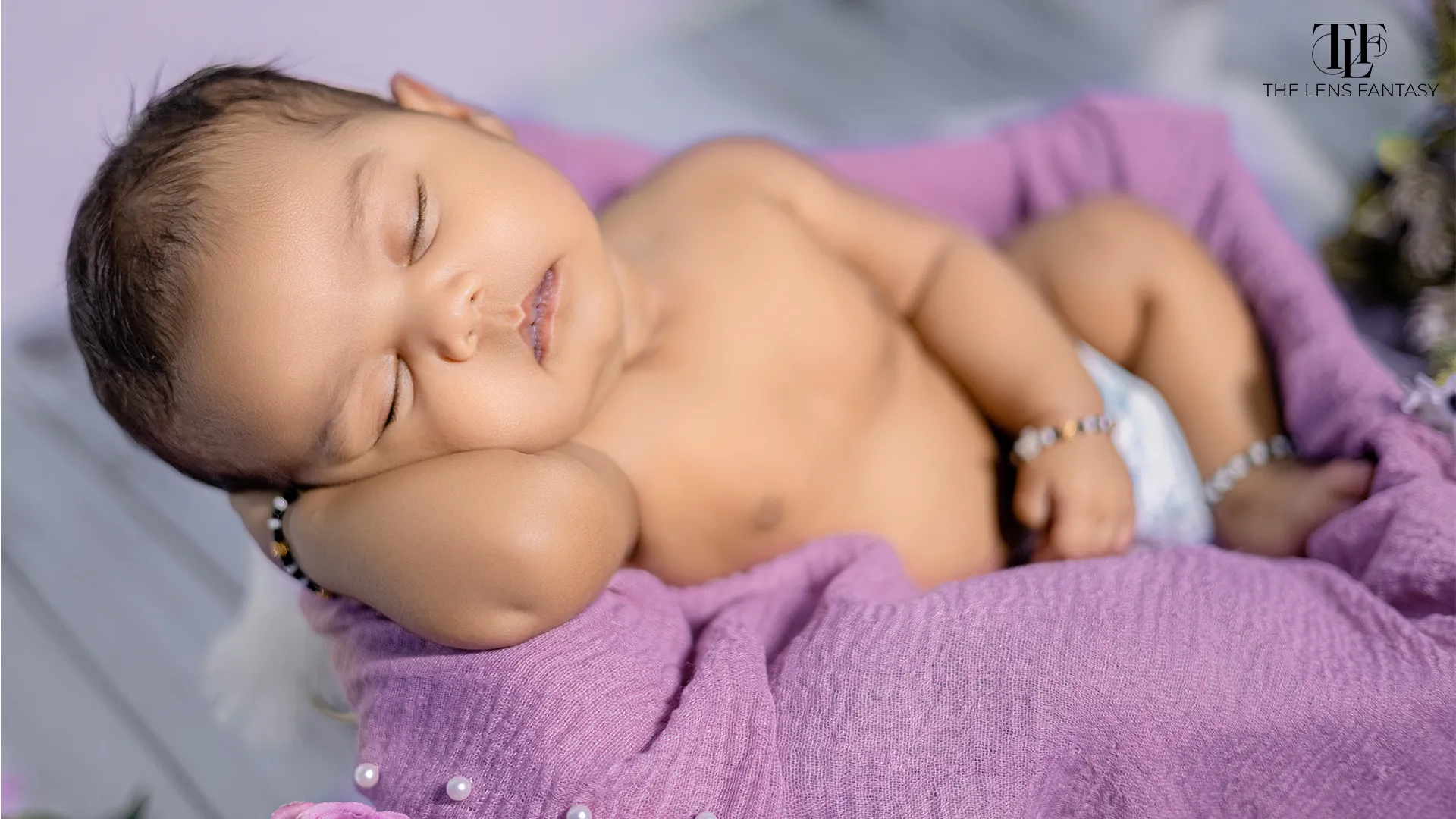 Lavender Garden theme newborn photography setup by The Lens Fantasy Photography in Ranchi