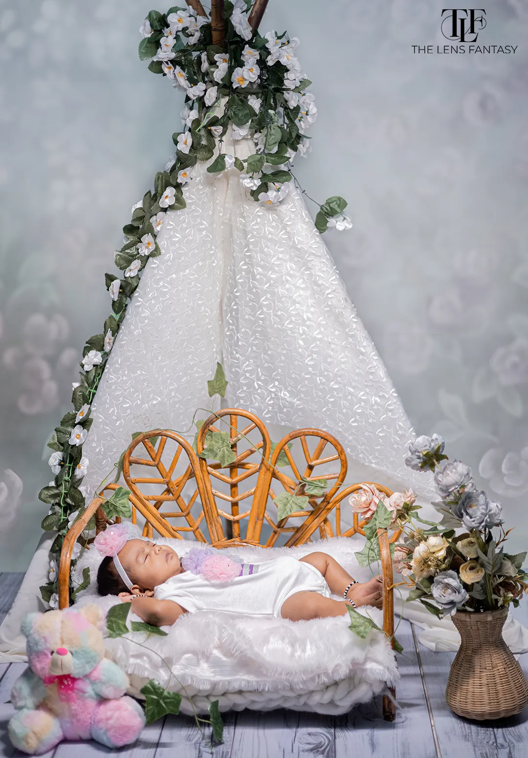 Professional newborn photography setup by The Lens Fantasy Photography in Ranchi