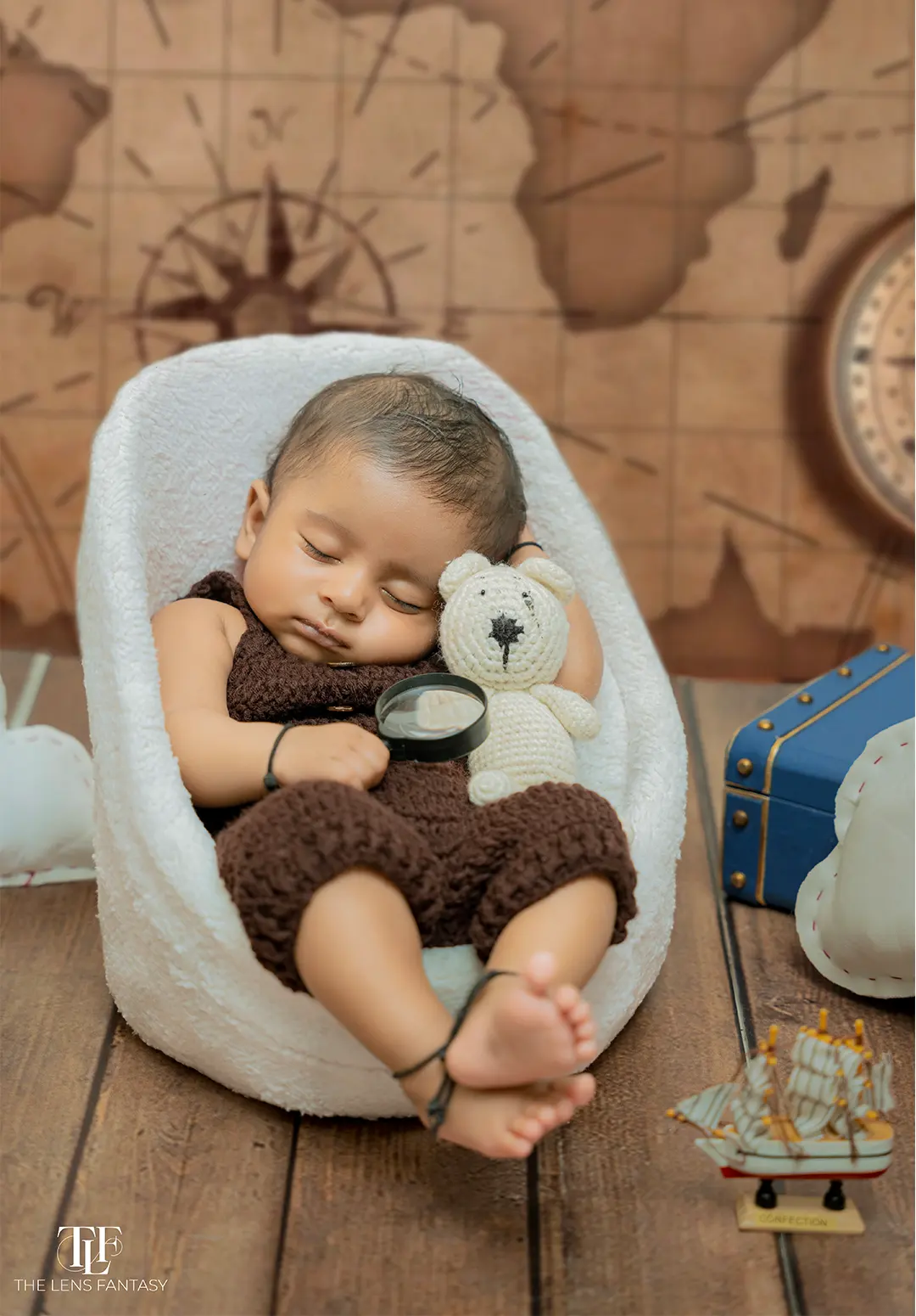 Professional newborn photography setup by The Lens Fantasy Photography in Jamshedpur
