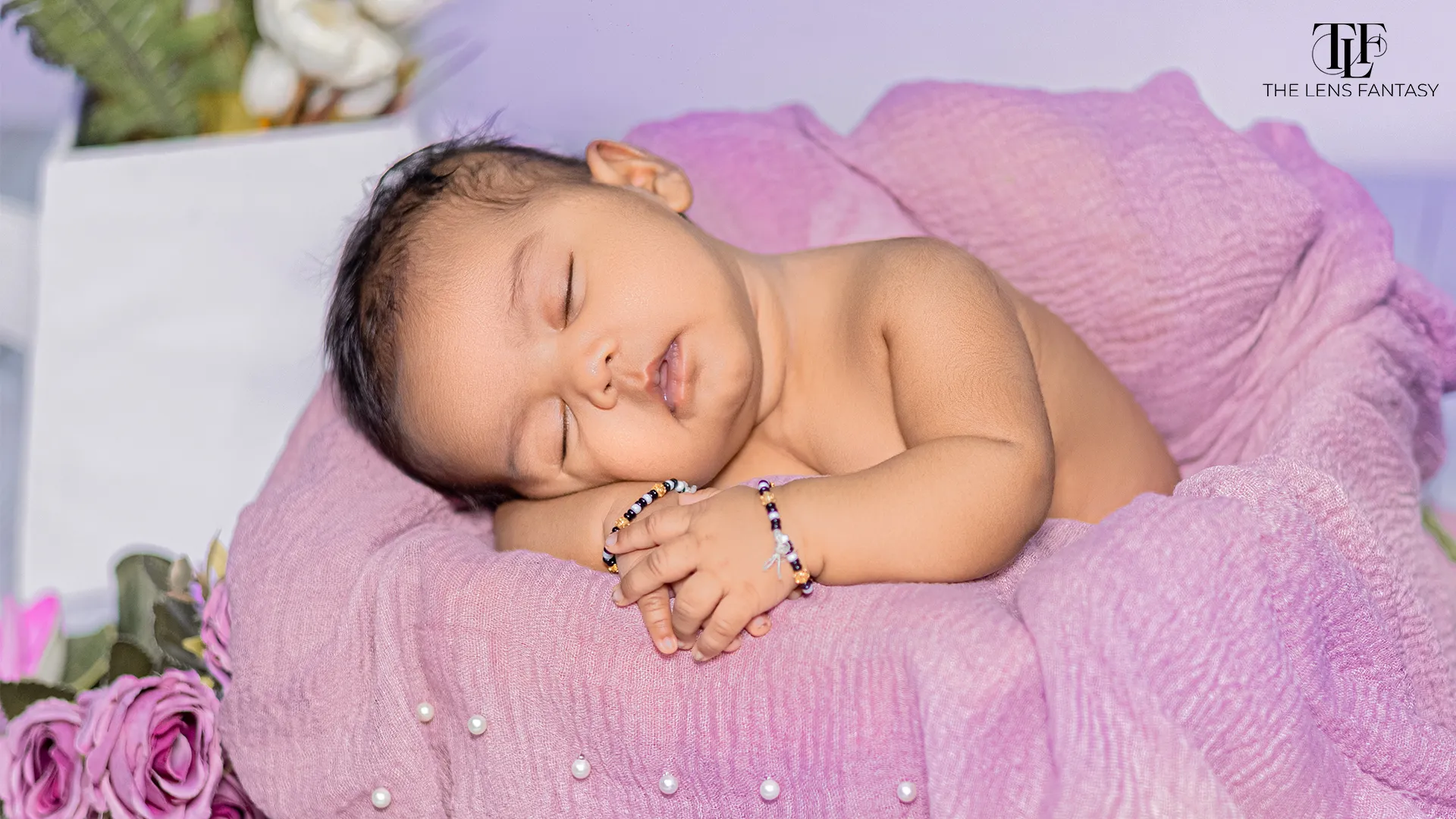 Lavender Garden theme newborn photography setup by The Lens Fantasy Photography in Ranchi